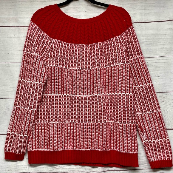 Talbots Factory Red Heavy Cable Knit Sweater Size L - Picture 1 of 9